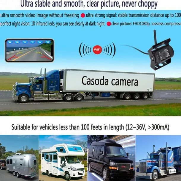 Car WIFI Night Vision Reversing Camera Backup Camera Bus Truck Reversing Camera for IPhone/Android