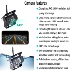 Car WIFI Night Vision Reversing Camera Backup Camera Bus Truck Reversing Camera for IPhone/Android
