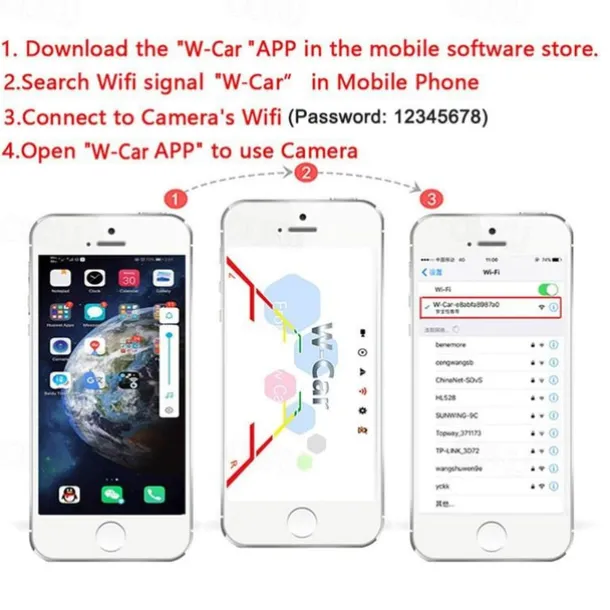Car WIFI Night Vision Reversing Camera Backup Camera Bus Truck Reversing Camera for IPhone/Android