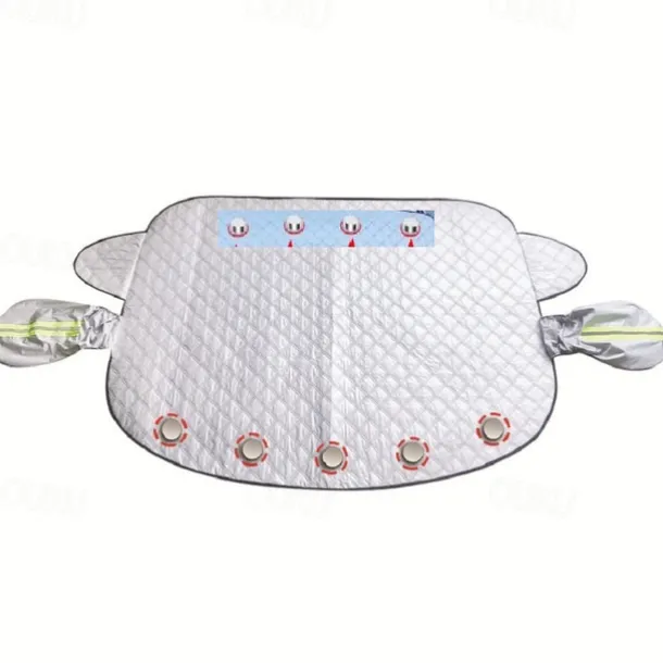 Car Windshield Cover 4-Layer Magnetic Anti-freeze Sun Shade Snow Frost Ice Rain Cover Protector with Reflective Strip All Season