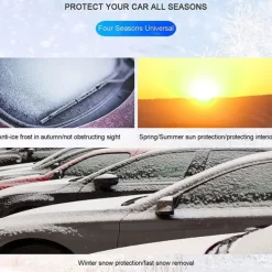 Car Windshield Cover 4-Layer Magnetic Anti-freeze Sun Shade Snow Frost Ice Rain Cover Protector with Reflective Strip All Season