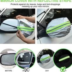Car Windshield Cover 4-Layer Magnetic Anti-freeze Sun Shade Snow Frost Ice Rain Cover Protector with Reflective Strip All Season