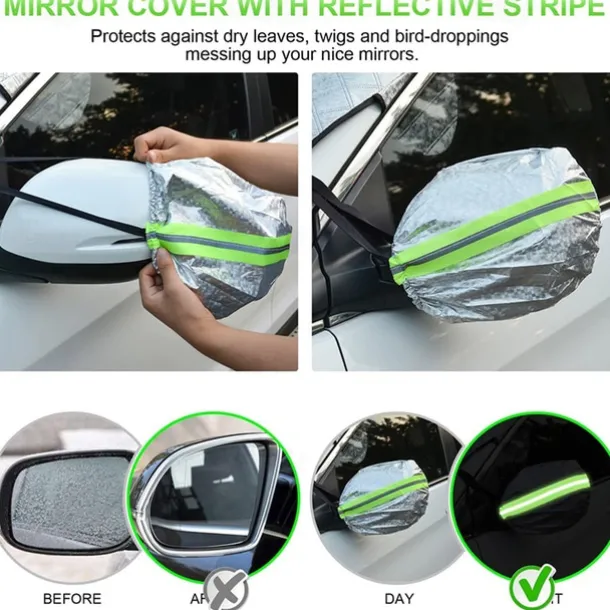 Car Windshield Cover 4-Layer Magnetic Anti-freeze Sun Shade Snow Frost Ice Rain Cover Protector with Reflective Strip All Season