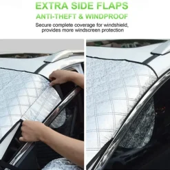 Car Windshield Cover 4-Layer Magnetic Anti-freeze Sun Shade Snow Frost Ice Rain Cover Protector with Reflective Strip All Season
