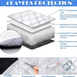 Car Windshield Cover 4-Layer Magnetic Anti-freeze Sun Shade Snow Frost Ice Rain Cover Protector with Reflective Strip All Season