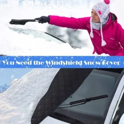 Car Windshield Cover 4-Layer Magnetic Anti-freeze Sun Shade Snow Frost Ice Rain Cover Protector with Reflective Strip All Season