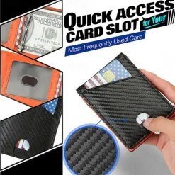 Carbon Fiber Rfid Men Wallets Money Bag Slim Thin Card Man Wallet Luxury Male Small Short Purse Bi-fold Vallet Billfold