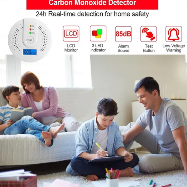 Carbon Monoxide Detector Battery Operated CO Alarm Detector Monitor with LED Digital Display for Home Kitchen