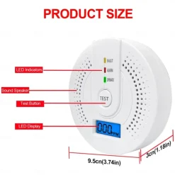 Carbon Monoxide Detector Battery Operated CO Alarm Detector Monitor with LED Digital Display for Home Kitchen