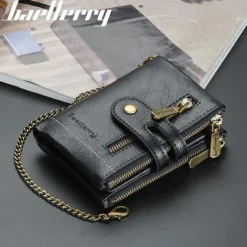Card Holder Men Wallet Luxury Designer Purses Short Zipper Coin Purse multi-card slot tri-fold wallet Card Holder With Chain