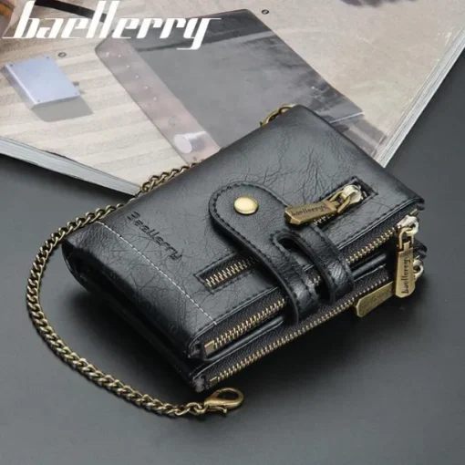 Card Holder Men Wallet Luxury Designer Purses Short Zipper Coin Purse multi-card slot tri-fold wallet Card Holder With Chain