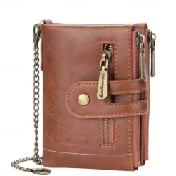 Card Holder Men Wallet Luxury Designer Purses Short Zipper Coin Purse multi-card slot tri-fold wallet Card Holder With Chain