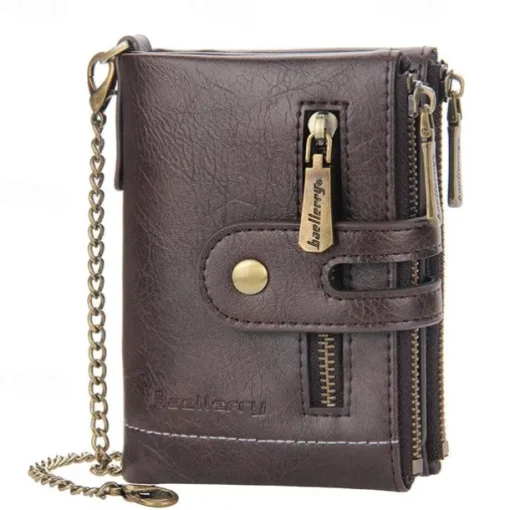 Card Holder Men Wallet Luxury Designer Purses Short Zipper Coin Purse multi-card slot tri-fold wallet Card Holder With Chain