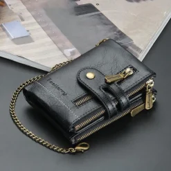 Card Holder Men Wallet Luxury Designer Purses Short Zipper Coin Purse multi-card slot tri-fold wallet Card Holder With Chain