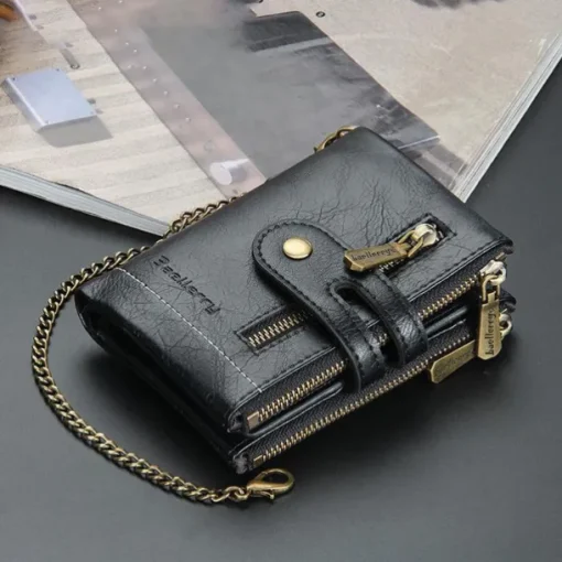 Card Holder Men Wallet Luxury Designer Purses Short Zipper Coin Purse multi-card slot tri-fold wallet Card Holder With Chain
