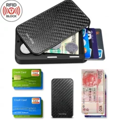 Card Holder Mens Purse Carbon Fiber Minimalist Rfid Wallets for Credit Cards Bank Business ID Card Holder Case Cards Boxs Change Coin Holders Metal Walet