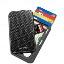 Card Holder Mens Purse Carbon Fiber Minimalist Rfid Wallets for Credit Cards Bank Business ID Card Holder Case Cards Boxs Change Coin Holders Metal Walet