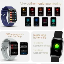 Cardica Men's Smart Watch Blood Glucose Monitor Bluetooth Call Blood Pressure Heart Rate IP68