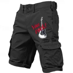 Carefree Interlude X Joshua Jo Men's Vintage Guitar 6 Pocket Vacation Cargo Shorts
