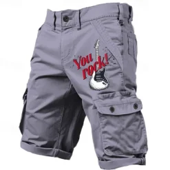 Carefree Interlude X Joshua Jo Men's Vintage Guitar 6 Pocket Vacation Cargo Shorts