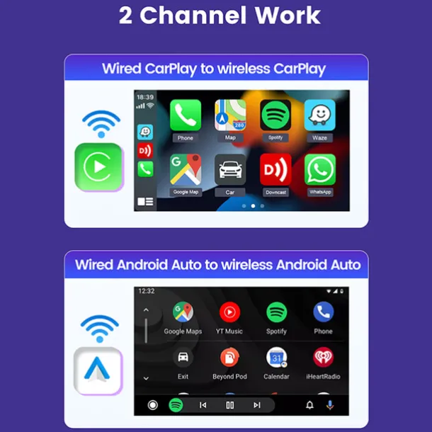 CarlinKit 5.0 CarPlay Android Auto Wireless Adapter Portable Dongle for OEM Car Radio with Wired CarPlay/Android Auto 2023 Newest CPC200-2AIR Available for Android Phones and iPhones