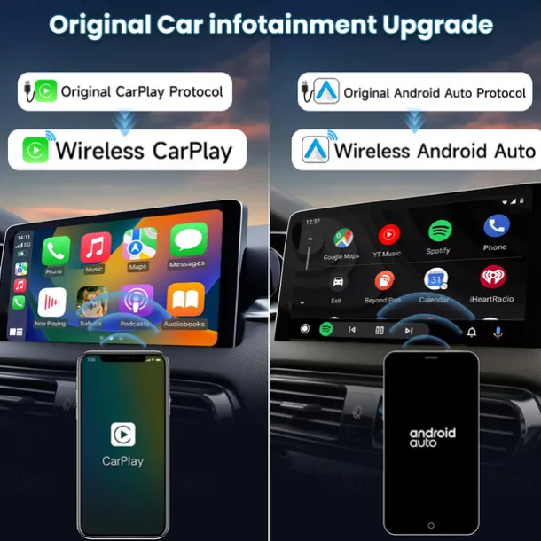 CarlinKit 5.0 CarPlay Android Auto Wireless Adapter Portable Dongle for OEM Car Radio with Wired CarPlay/Android Auto 2023 Newest CPC200-2AIR Available for Android Phones and iPhones