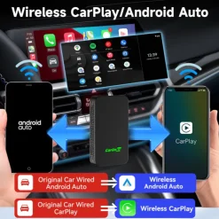 CarlinKit 5.0 CarPlay Android Auto Wireless Adapter Portable Dongle for OEM Car Radio with Wired CarPlay/Android Auto 2023 Newest CPC200-2AIR Available for Android Phones and iPhones