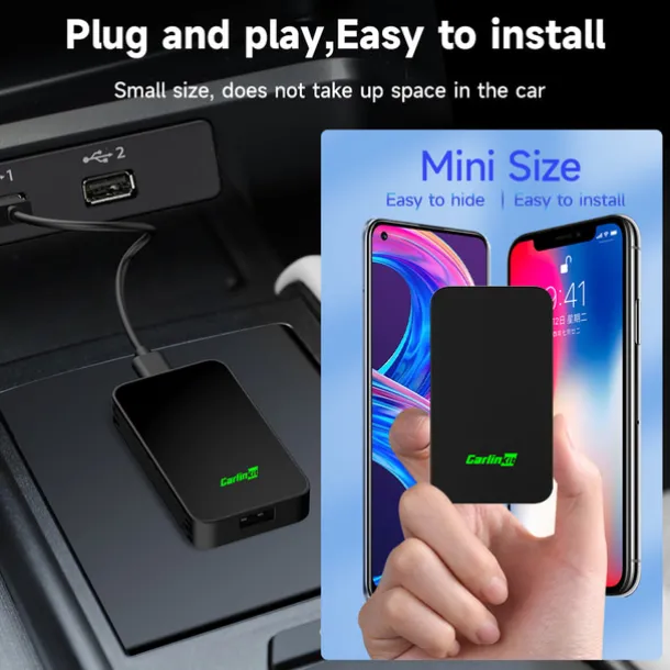 CarlinKit 5.0 CarPlay Android Auto Wireless Adapter Portable Dongle for OEM Car Radio with Wired CarPlay/Android Auto 2023 Newest CPC200-2AIR Available for Android Phones and iPhones