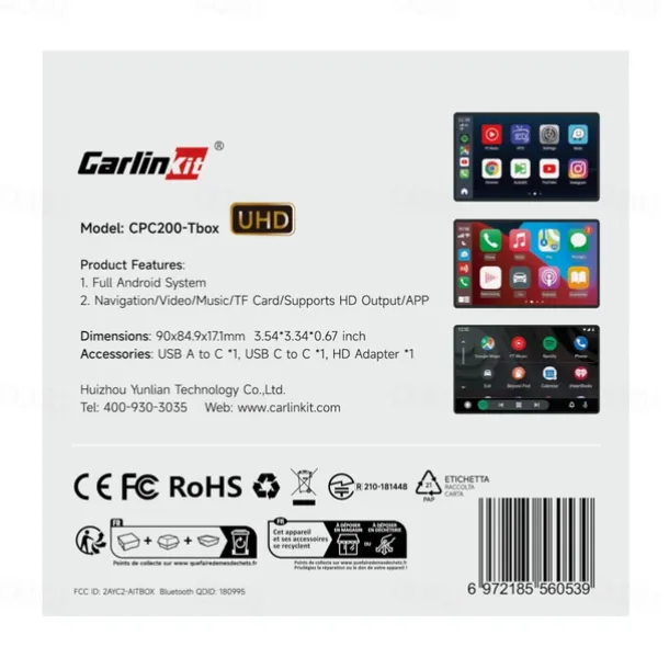 Carlinkit UHD Wireless CarPlay Android Auto Box CarPlay Al Box Android 13 Smart TV Streaming Box SDM660 UHD HDMI-Compatible Output