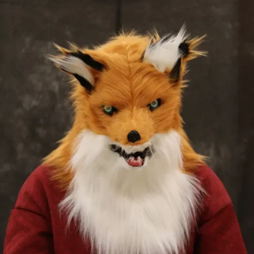 Carnival Animal Fox Hair Mask Mouth Can Be Opened Bar Tiktok Halloween TablePerformance Props