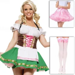 Carnival Oktoberfest Beer Dress Dirndl Trachtenkleider Maid German Munich Wiesn Women's Traditional Style Cloth Dress Apron