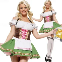 Carnival Oktoberfest Beer Dress Dirndl Trachtenkleider Maid German Munich Wiesn Women's Traditional Style Cloth Dress Apron