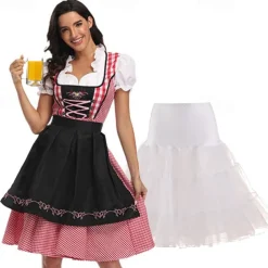Carnival Oktoberfest Beer Outfits Petticoat Hoop Skirt Tutu Maid German Munich Wiesn Women's Traditional Style Cloth Blouse Dress Apron