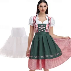 Carnival Oktoberfest Beer Outfits Petticoat Hoop Skirt Tutu Maid German Munich Wiesn Women's Traditional Style Cloth Blouse Dress Apron
