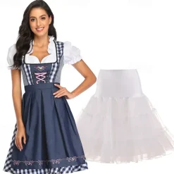Carnival Oktoberfest Beer Outfits Petticoat Hoop Skirt Tutu Maid German Munich Wiesn Women's Traditional Style Cloth Blouse Dress Apron