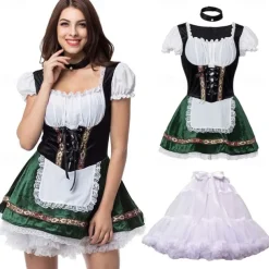 Carnival Oktoberfest Beer Outfits Petticoat Hoop Skirt Tutu Maid German Munich Wiesn Women's Traditional Style Cloth Dress Apron