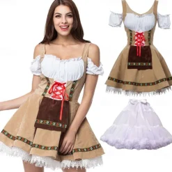 Carnival Oktoberfest Beer Outfits Petticoat Hoop Skirt Tutu Maid German Munich Wiesn Women's Traditional Style Cloth Dress Apron