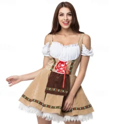 Carnival Oktoberfest Beer Outfits Petticoat Hoop Skirt Tutu Maid German Munich Wiesn Women's Traditional Style Cloth Dress Apron