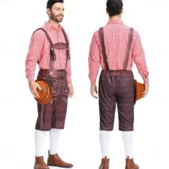 Carnival Oktoberfest Beer Outfits Lederhosen Shirt Bavarian German Munich Wiesn Men's Boys' Traditional Style Cloth Shirt Shorts