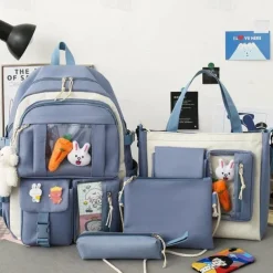 Cartoon Backpacks for School Backpacks Set with Tote Bag Crossbody Bag Pencil Case Backpack for Girls Back to School Gifts