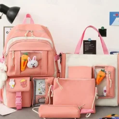 Cartoon Backpacks for School Backpacks Set with Tote Bag Crossbody Bag Pencil Case Backpack for Girls Back to School Gifts