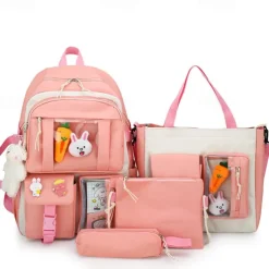 Cartoon Backpacks for School Backpacks Set with Tote Bag Crossbody Bag Pencil Case Backpack for Girls Back to School Gifts