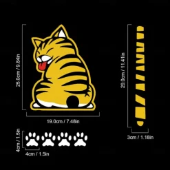 Cartoon Cat Moving Tail Paws Sticker Window Reflective Sheeting Car Decal Rear Wiper Funny Outside Styling Windshield Auto Vehicle Decoration