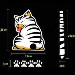Cartoon Cat Moving Tail Paws Sticker Window Reflective Sheeting Car Decal Rear Wiper Funny Outside Styling Windshield Auto Vehicle Decoration