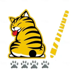 Cartoon Cat Moving Tail Paws Sticker Window Reflective Sheeting Car Decal Rear Wiper Funny Outside Styling Windshield Auto Vehicle Decoration