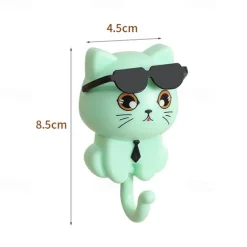 Cartoon Stretchable Cat Wall Hook, Creative Strong Adhesive Hooks, No-Drill Wall Mounted Organizer for Entryway