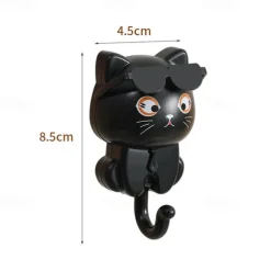 Cartoon Stretchable Cat Wall Hook, Creative Strong Adhesive Hooks, No-Drill Wall Mounted Organizer for Entryway