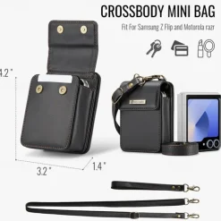 CaseMe Luxury Universal Case for Samsung Z Flip 6 5 MOTO Flip Hot Selling Shoulder Wristrap Magnetic Leather Universal Phone Bag