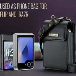 CaseMe Luxury Universal Case for Samsung Z Flip 6 5 MOTO Flip Hot Selling Shoulder Wristrap Magnetic Leather Universal Phone Bag