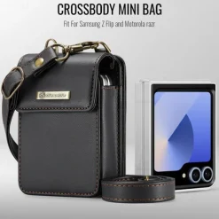 CaseMe Luxury Universal Case for Samsung Z Flip 6 5 MOTO Flip Hot Selling Shoulder Wristrap Magnetic Leather Universal Phone Bag